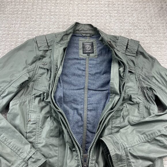 Dissident Men's Biker Jacket Size Medium M Olive Green - DEFECT - Button - Picture 4 of 8